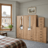 5-Door Wardrobe with 2 Half-Mirrors