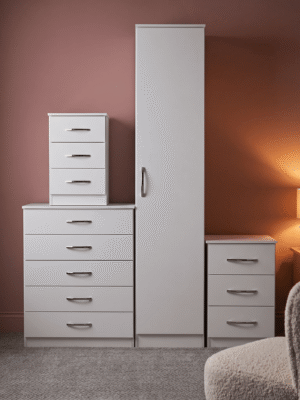 Modern 1-Door Wardrobe in White