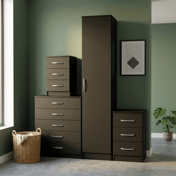 Modern 1-Door Wardrobe in BLACK