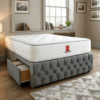 Regency Button-Tufted Divan Bed Set with Tall Headboard & Footboard